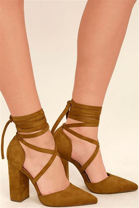 Sexy Tan Heels Lace Up Heels Tan Pumps 31 00 Lulus