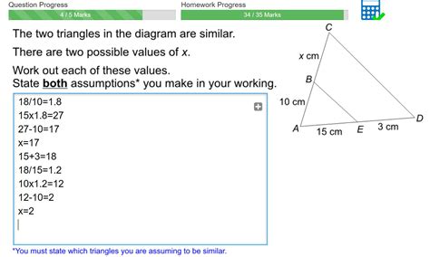 The Two Triangles Are Similar There Are Two Possible Values Of X Work