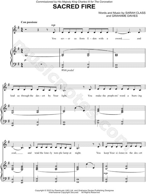 Sarah Class Sacred Fire Sheet Music In G Major Download And Print