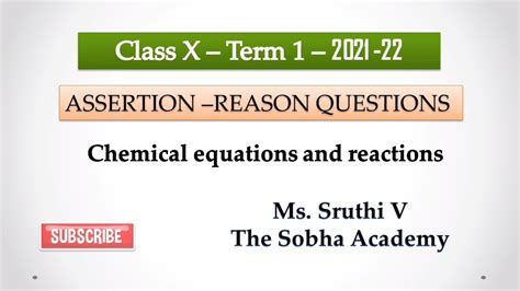 Assertion Reason Class Chemical Equations And Reactions Term