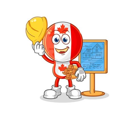 Premium Vector Canada Flag Head Architect Illustration Character Vector