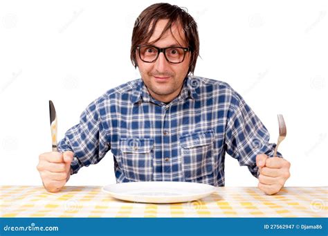 Man And Plate Stock Image Image Of Sitting Hand Isolated 27562947