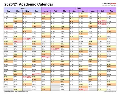 Academic Calendars 2020/2021 - Free Printable PDF templates