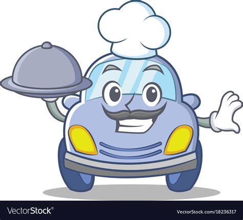 Chef Cute Car Character Cartoon Royalty Free Vector Image