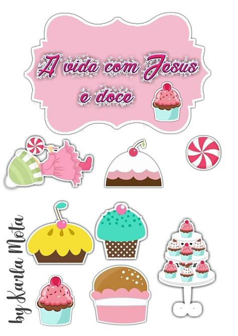 Pin Em Topper De Bolo Topper Stickers Floral