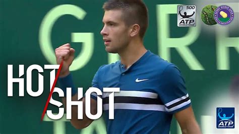 Hot Shot Coric Breaks With Key Backhand Pass In Halle 2018 Youtube