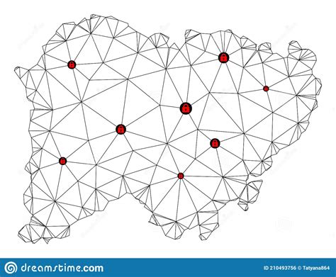 Lockdown Polygonal Carcass Mesh Vector Map Of Salamanca Province Stock