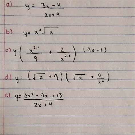 Solved 2x 4 A Y 3x 9 B Y X D Y 9 X 2 E