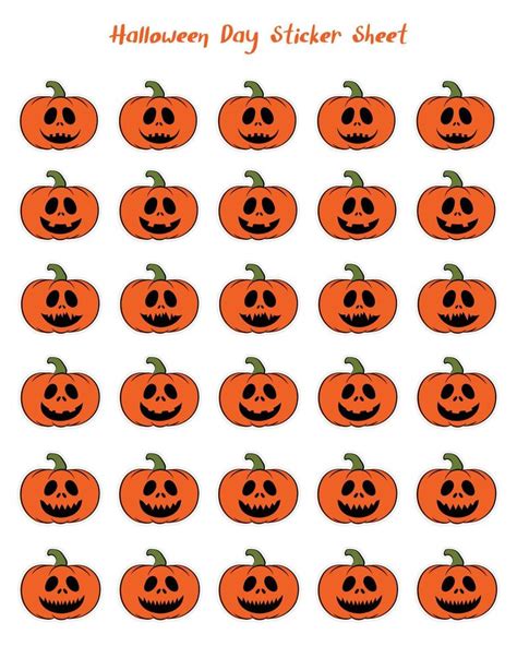 Happy Halloween stickers collection with scary and funny pumpkins faces ...