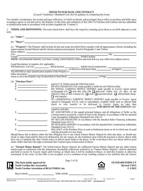 Nc Real Estate Commission Offer To Purchase Form At Charlotte Slater Blog