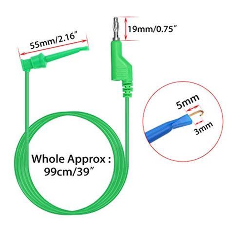 Sumnacon 39 Inch Multimeter Test Lead Set 5 Pcs Stackable Banana Plug To Test Hook Wire Cable