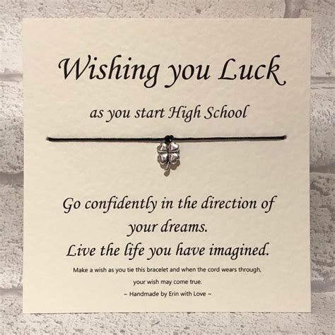 Wishing You Luck At High School By Erin Ltd