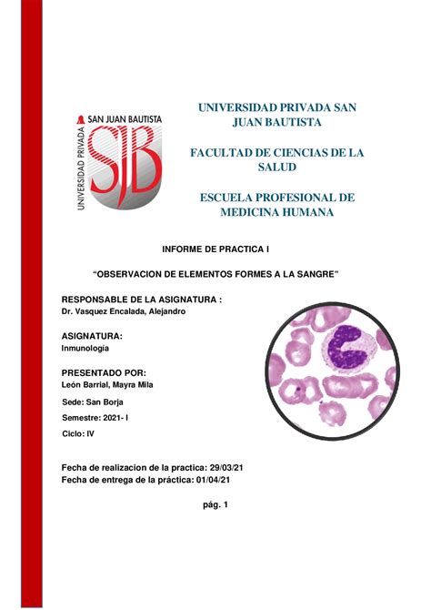 Informe Inmunologia Practica N° 1 Docsity