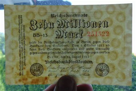 GELDSCHEINE BANKNOTEN EINE Reichsbanknote Zehn Millionen Mark 1923