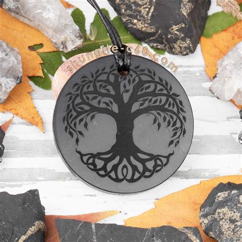 Shungite Engraved Amulets Protection Pendant Made Of Natural Stone