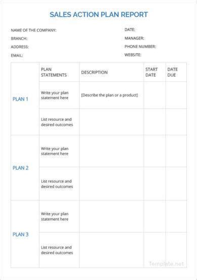 Printable Sales Action Plan - 11+ Examples, Format, Pdf | Examples