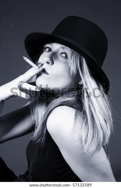Sexy Blonde Woman Smoking Cigarette Fashion Stock Photo Shutterstock