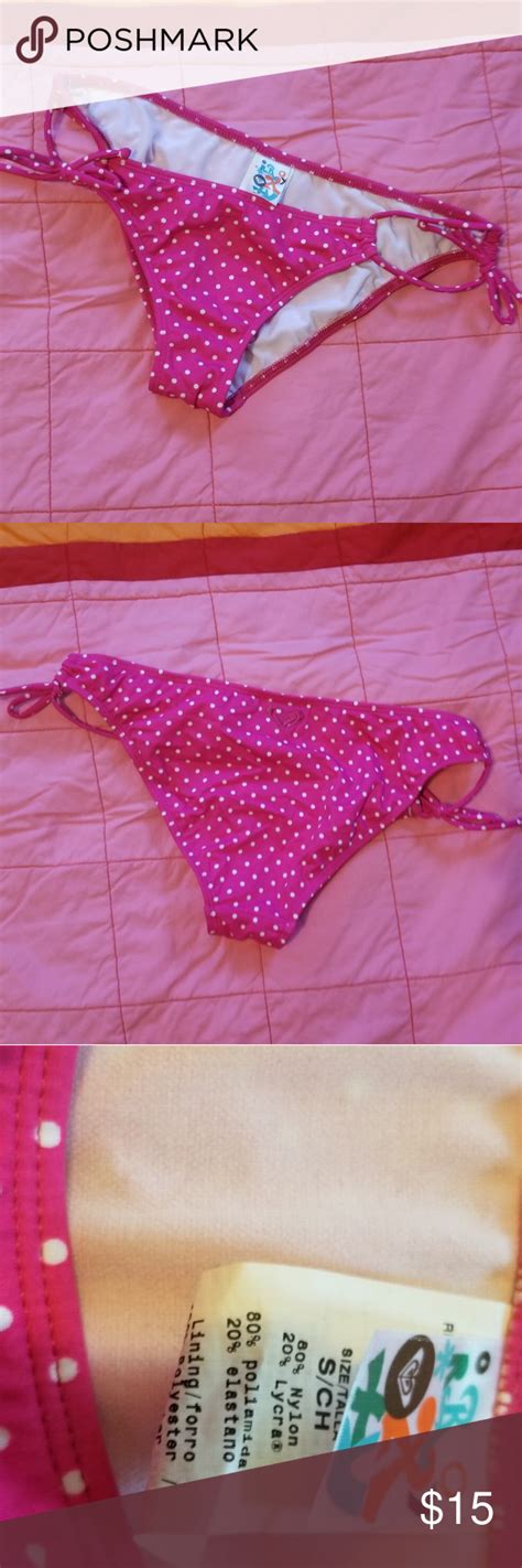 Roxy Pink And White Polka Dot Bikini Bottoms Polka Dot Bikini Bottoms