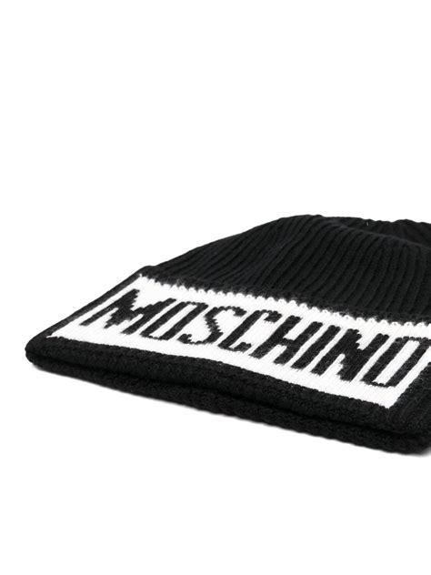 Moschino Intarsia Logo Knit Beanie Farfetch