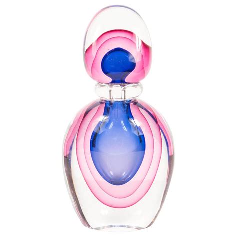 Gorgeous Salviati Sommerso Murano Perfume Bottle In Blue Pink And