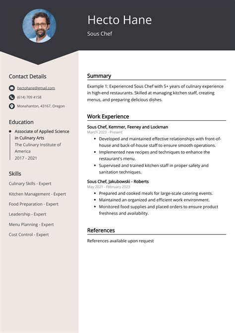 Sous Chef CV Examples Template 20 Tips