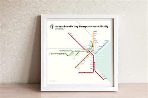 Boston MBTA subway map original poster/art print | Etsy