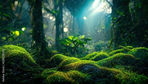 Exotic Foggy Forest Jungle Panorama Forest Oasis Foggy Dark Forest