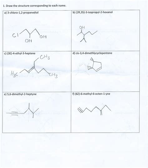 Solved Draw The Structure Corresponding To Each Name Chegg