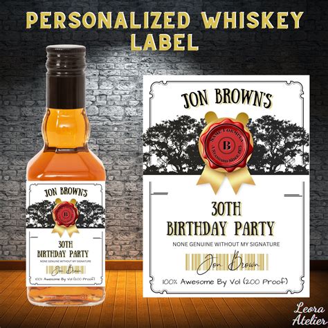 Printable Custom Whiskey Bottle Label Template, Fits Bottle Sizes 50ML ...