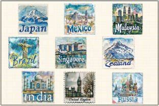 International Travel Stamps Clipart Graphic by DS.Art · Creative Fabrica