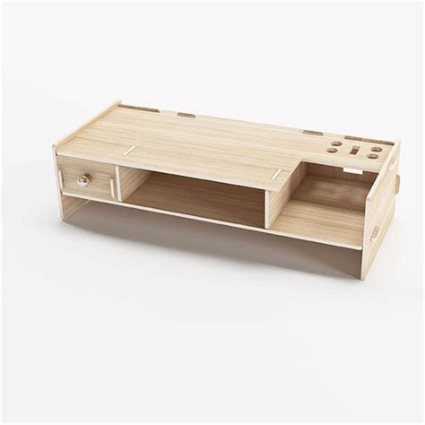 Multi Function Desktop Organizer Wood Desktop Monitor Stand Computer L