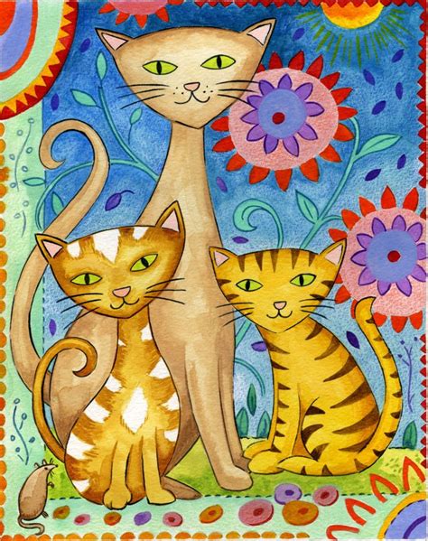 Folk Art Cat Illustration