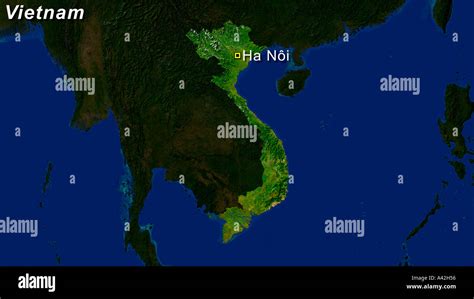 Satellite Image Of Vietnam With Hanoi Highlighted Stock Photo Alamy