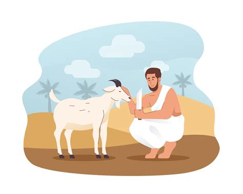 Muslim Man Sacrifice A Goat During The Pilgrimage Hajj 21965916 Vector