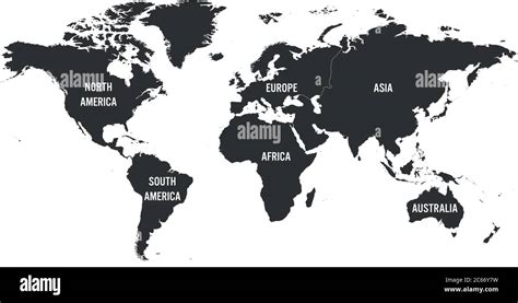 Carte Du Monde Divis E En Six Continents Illustration Simple Vecteur