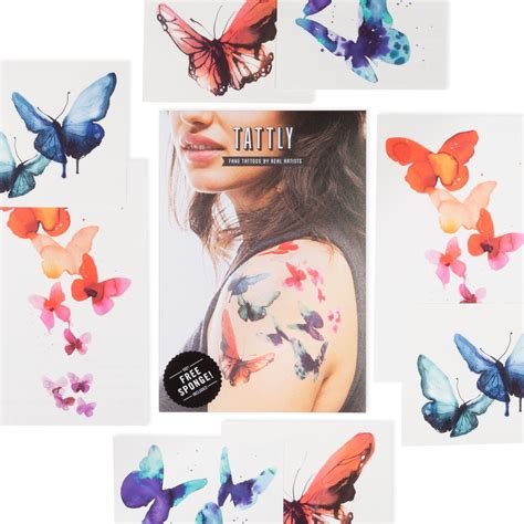 Watercolor Butterflies Tattoo Set