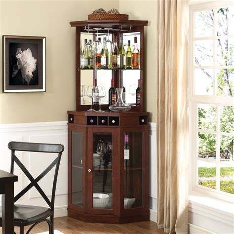 Solid Wood Corner Liquor Display Cabinet With Wine Storage Atelier