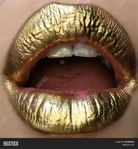 Sexy Girl Golden Lips Image And Photo Free Trial Bigstock