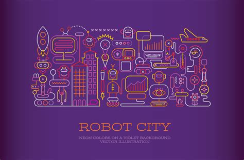 Robot City vector 11163554 Vector Art at Vecteezy