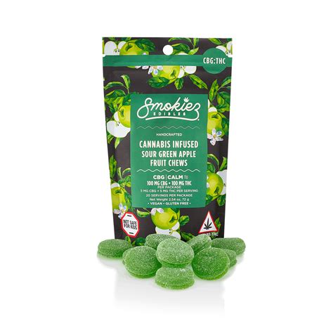 Smokiez Edibles Smokiez Sour Green Apple 100mg Cbg 100mg Thc 1 1 Fruit Chews Ma Leafly