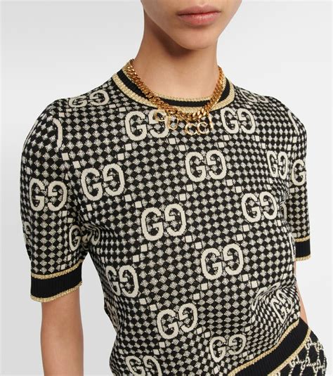 Gucci GG Wool Blend Jacquard Top Gucci