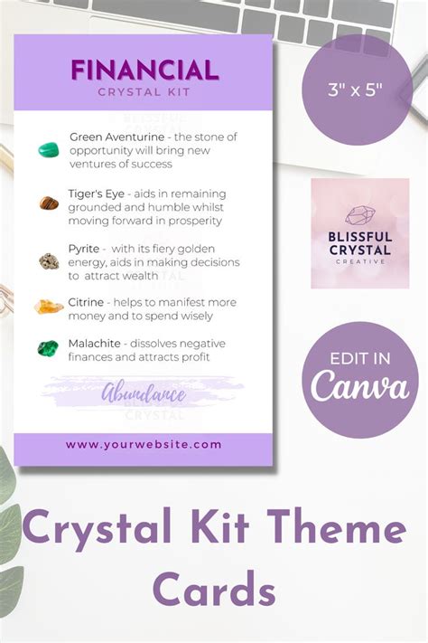 Printable Crystal Meaning Cards Crystal Kit Set 24 Themes Etsy