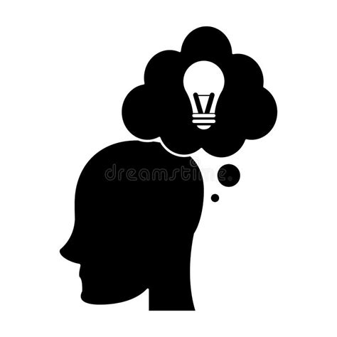 Profile Head Idea Bubble Thought Silhouette Stock Vector Illustration