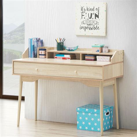 Writing Desk with Drawer Computer Wooden Desk - Costway