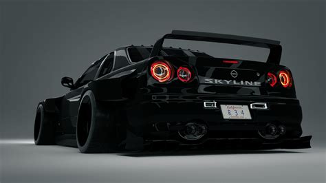 Nissan R34 Skyline Widebody Twin Turbo 3d Model Cgtrader