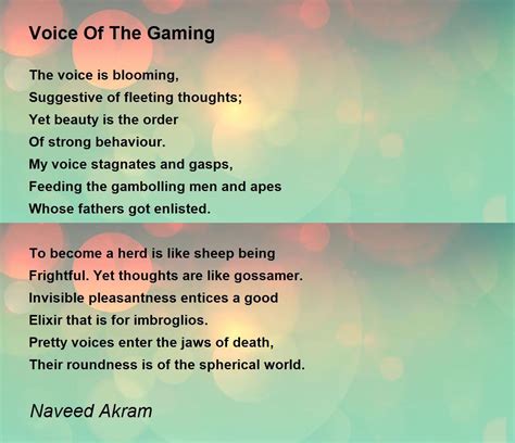 Voice Of The Gaming - Voice Of The Gaming Poem by Naveed Akram