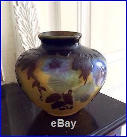 Emile Gall P Te De Verre Vase Ancien Sign Hauteur Cm