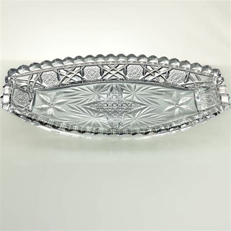 Vintage Crystal Relish Tray 8 Cut Glass Floral Pattern Etsy