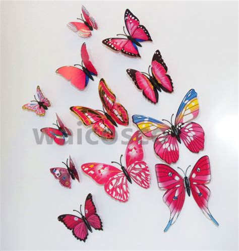 12 Pcs 3d Butterfly Wall Stickers Colorful Art Decal Room Decorations Decor Diy Ebay