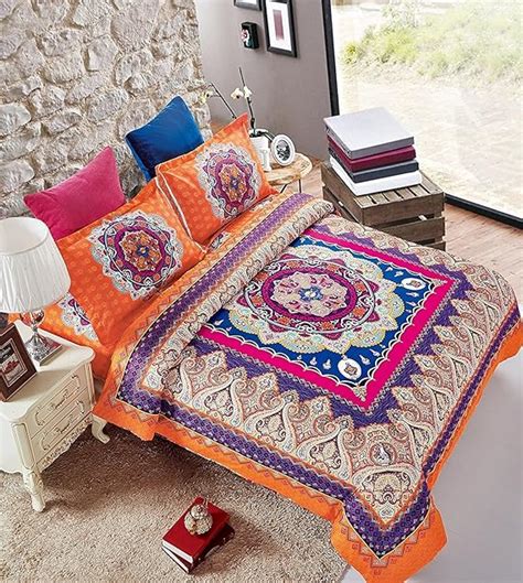 Bohemian Moroccan Duvet Cover Set Elegant Floral Pattern Colorful